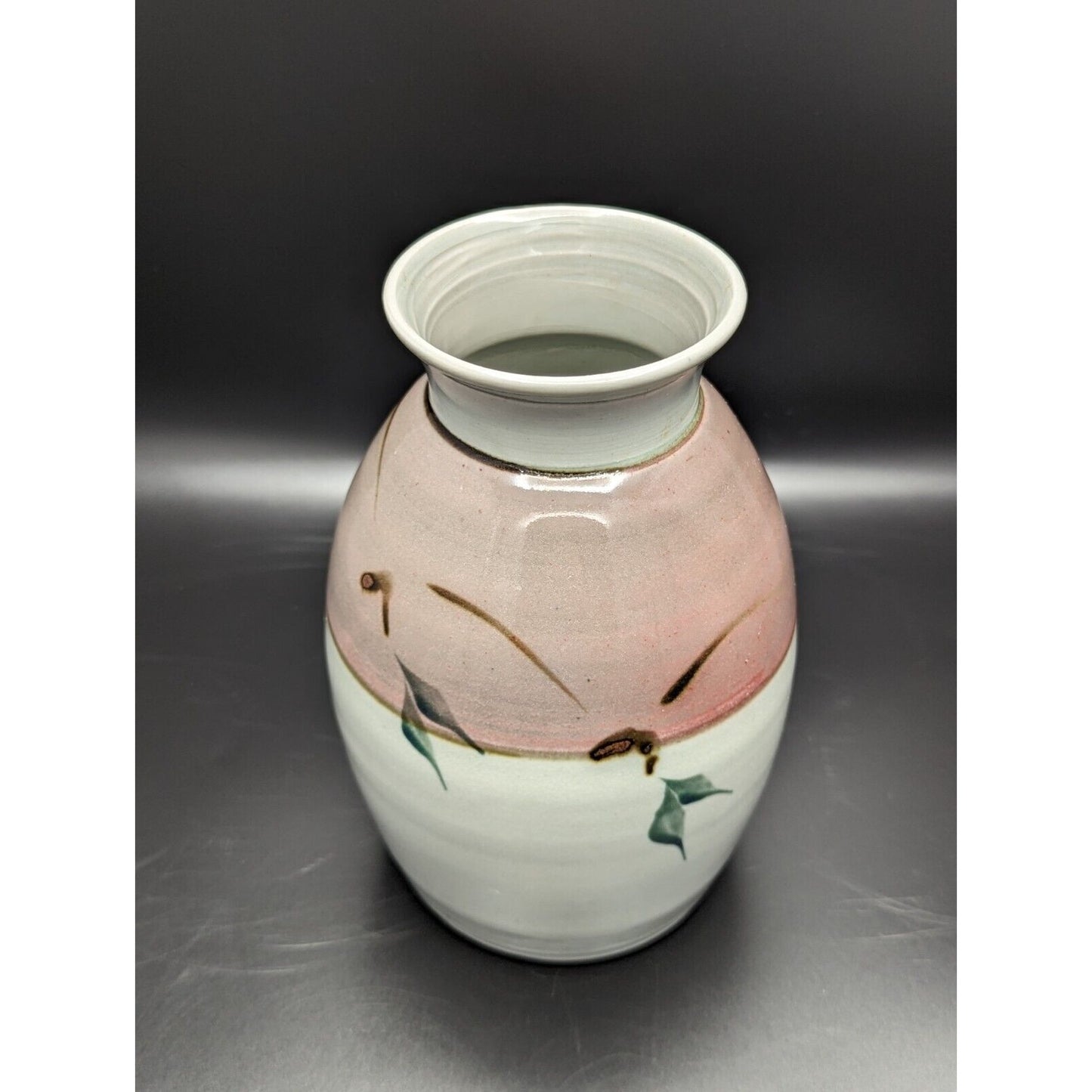 GP 1983 Georgetown Pottery Vase Red Pink White Vintage Studio Pottery