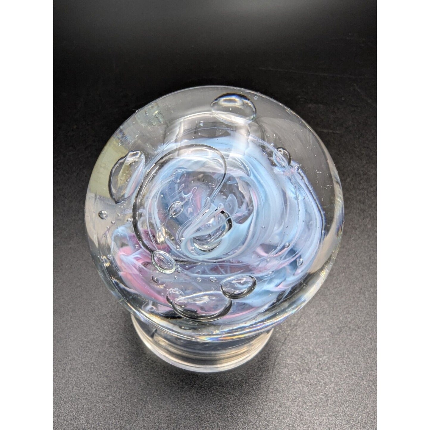 Christina Clarke Paperweight The Quest Canada Blue Pink Swirl Abstract Vintage