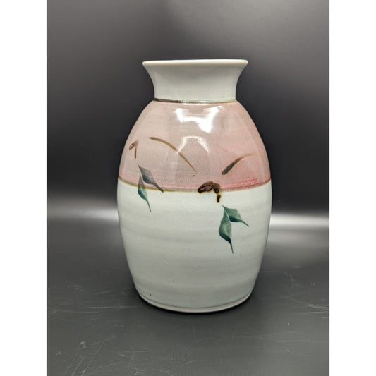 GP 1983 Georgetown Pottery Vase Red Pink White Vintage Studio Pottery