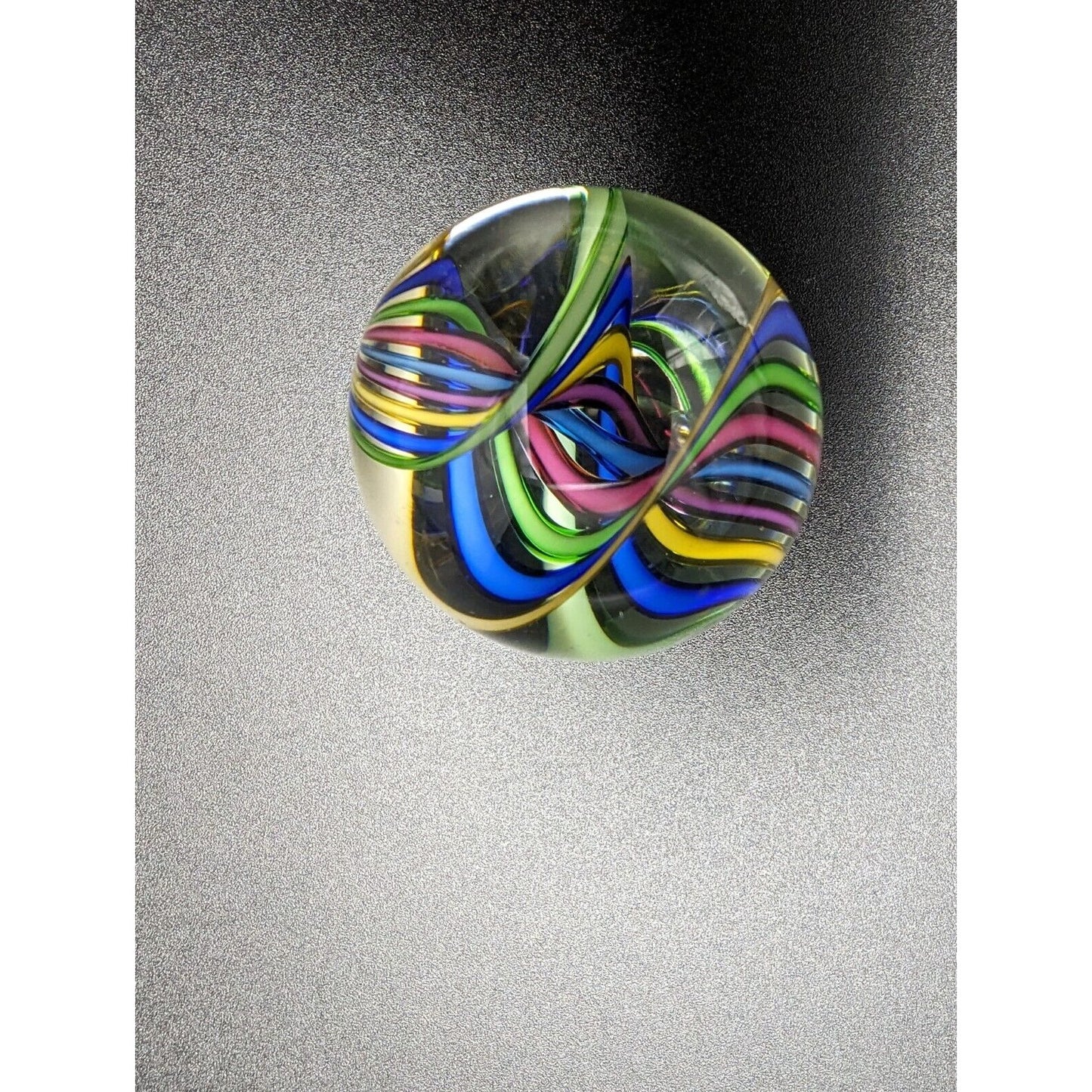 Fritz Lauenstein Glass Marble 1.55" Shooter Rainbow Twist Swirl Streamers