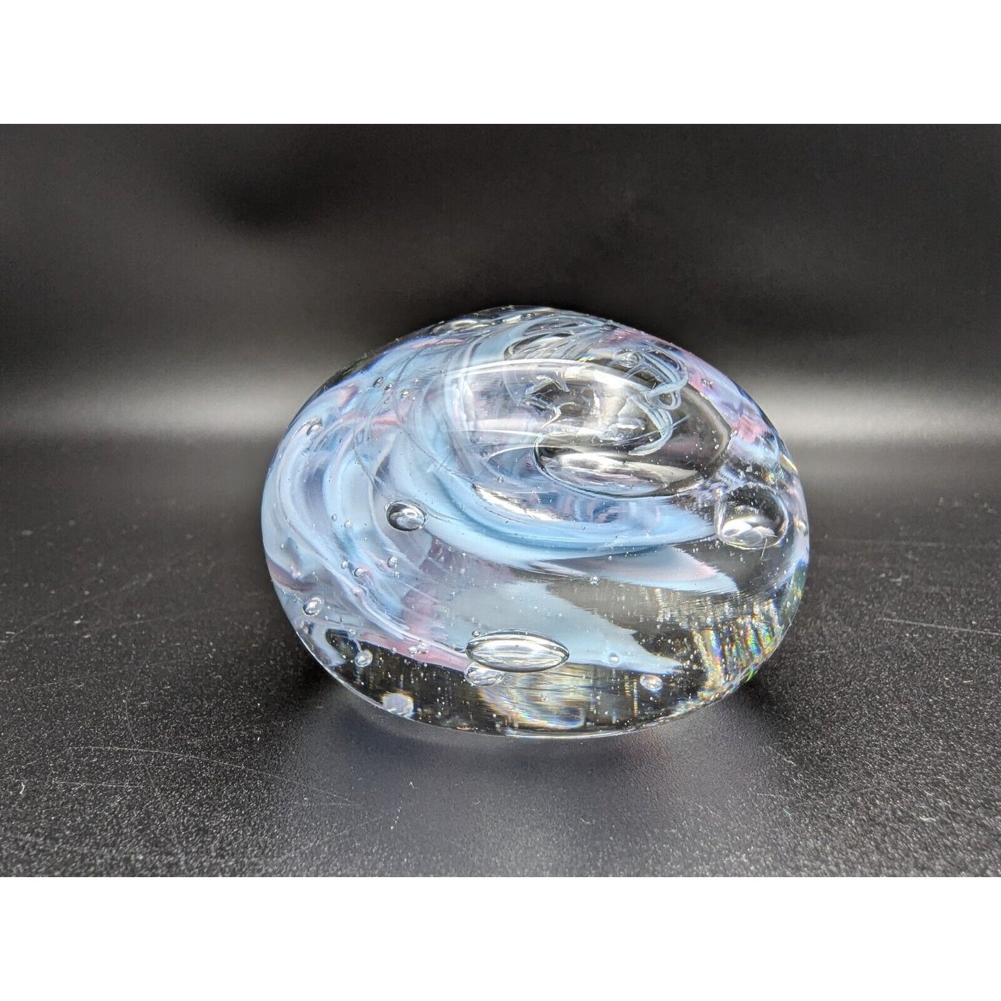 Christina Clarke Paperweight The Quest Canada Blue Pink Swirl Abstract Vintage