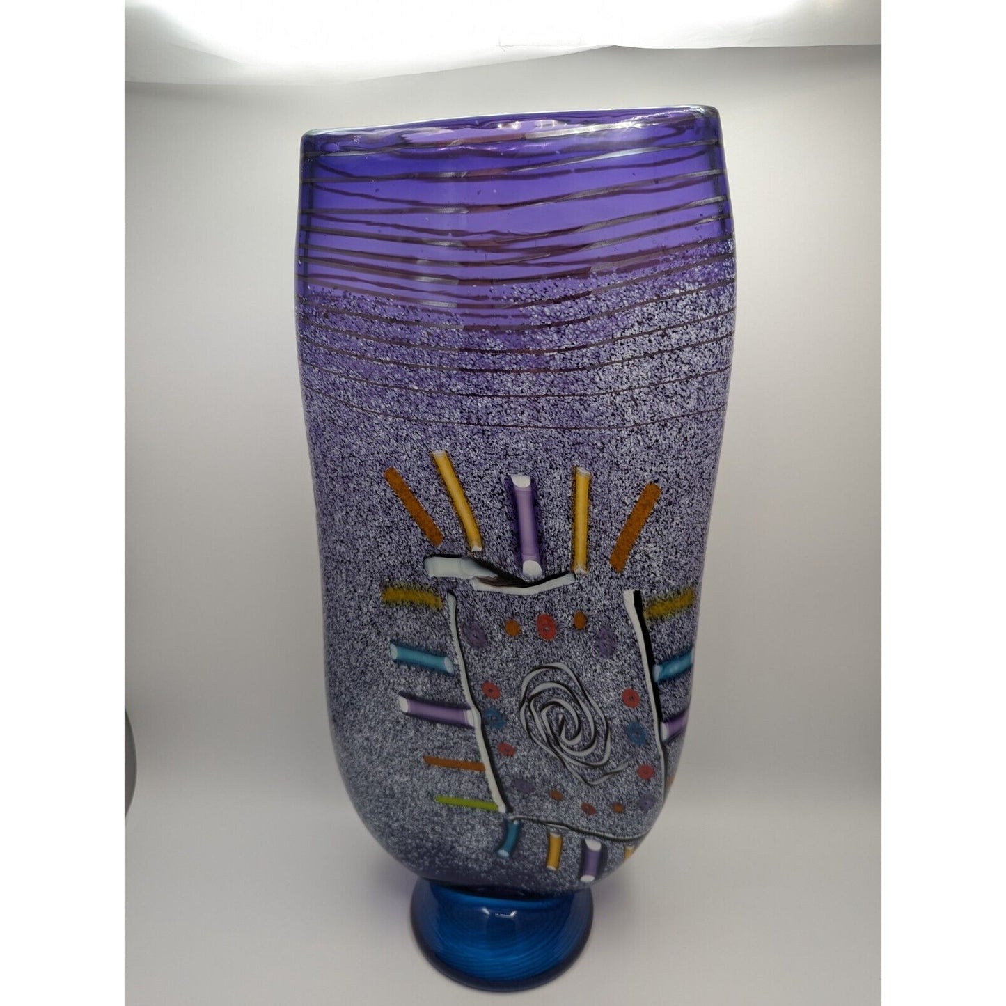 Pizzichillo & Gordon Hand Blown Studio Art Glass Vase 19" Abstract Purple