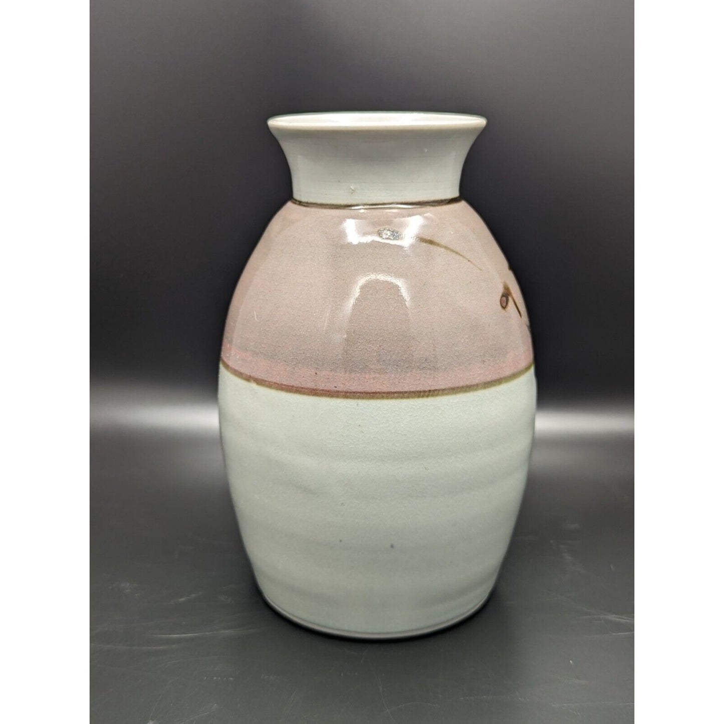 GP 1983 Georgetown Pottery Vase Red Pink White Vintage Studio Pottery