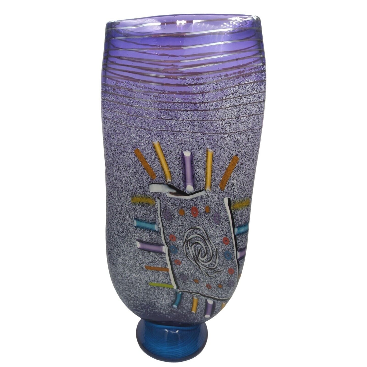 Pizzichillo & Gordon Hand Blown Studio Art Glass Vase 19" Abstract Purple