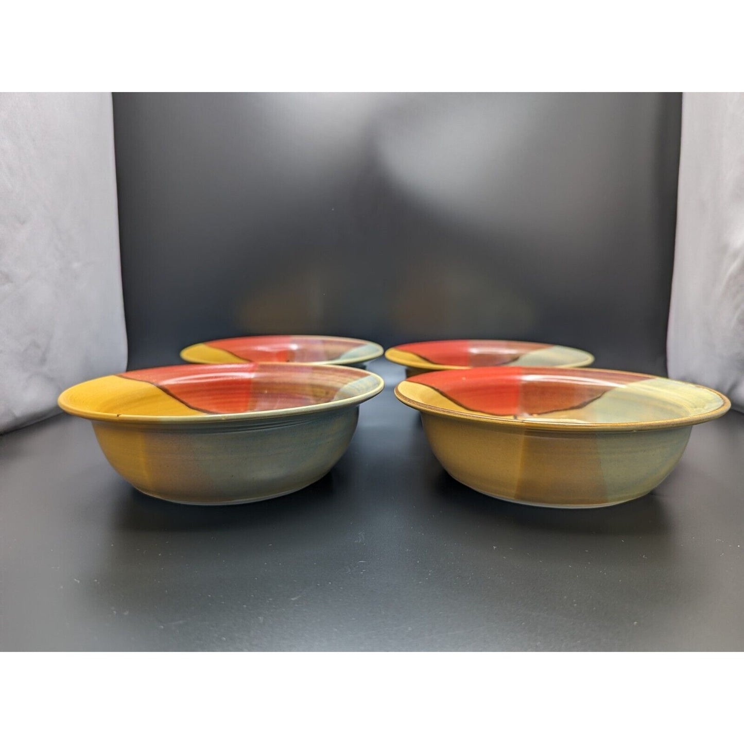 4 Colorful Pop Art Modern Abstract Bowls Studio Art Pottery Signed Ci