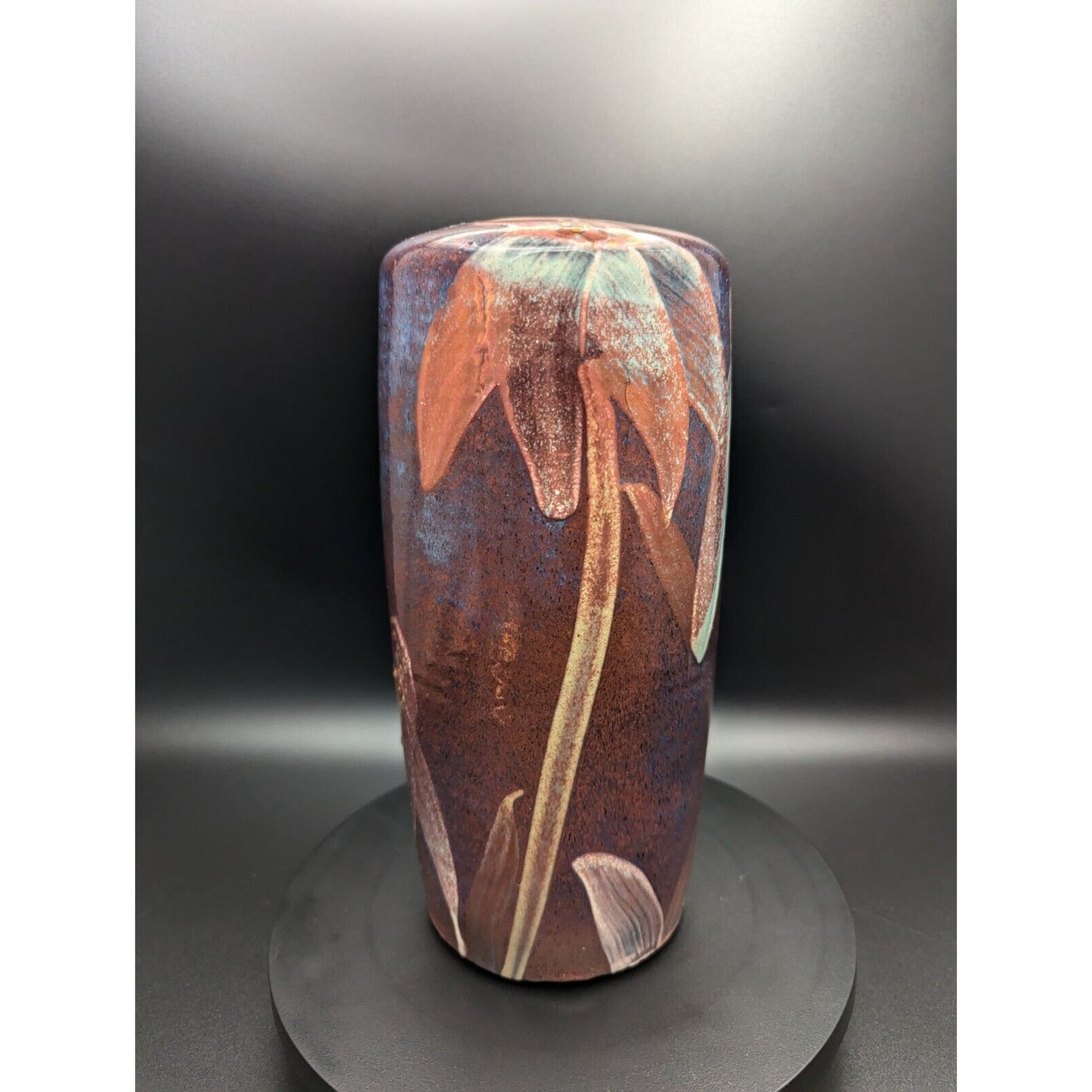 9.25" Larry Clark Studio Pottery Copper Metallic Vase Archie Bray LC Mark