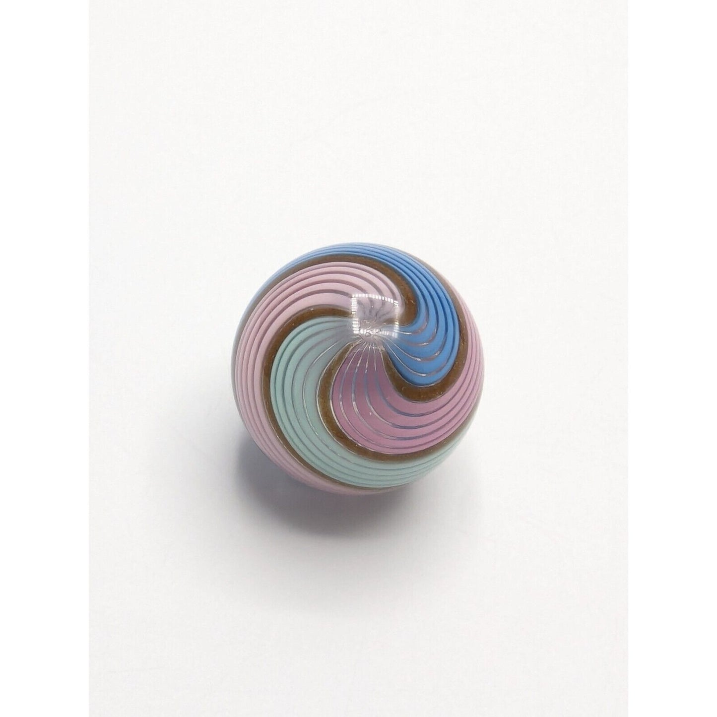 1.55" Eddie Seese Marble Art Glass Signed FES 05 Swirl Pink Teal Blue