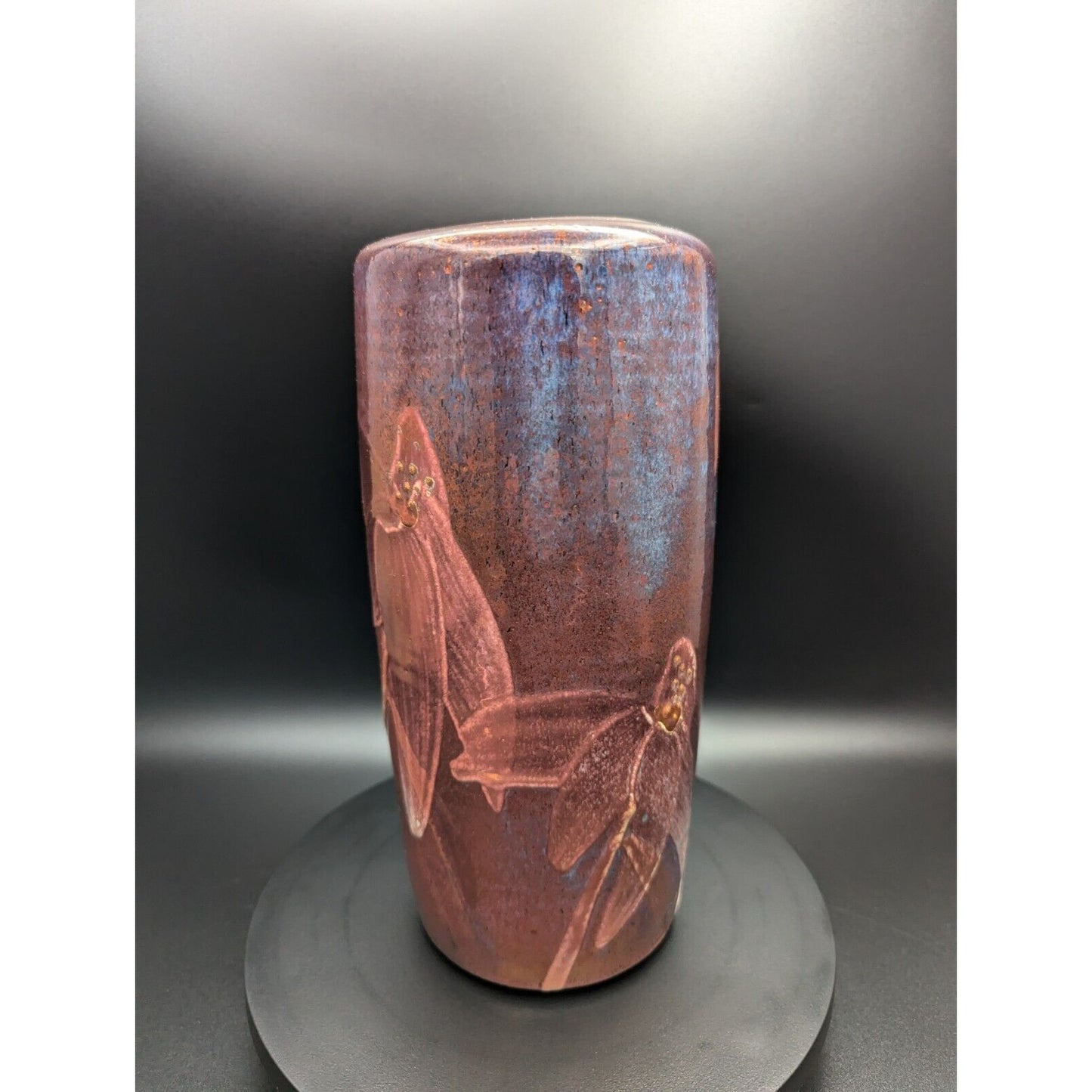 9.25" Larry Clark Studio Pottery Copper Metallic Vase Archie Bray LC Mark