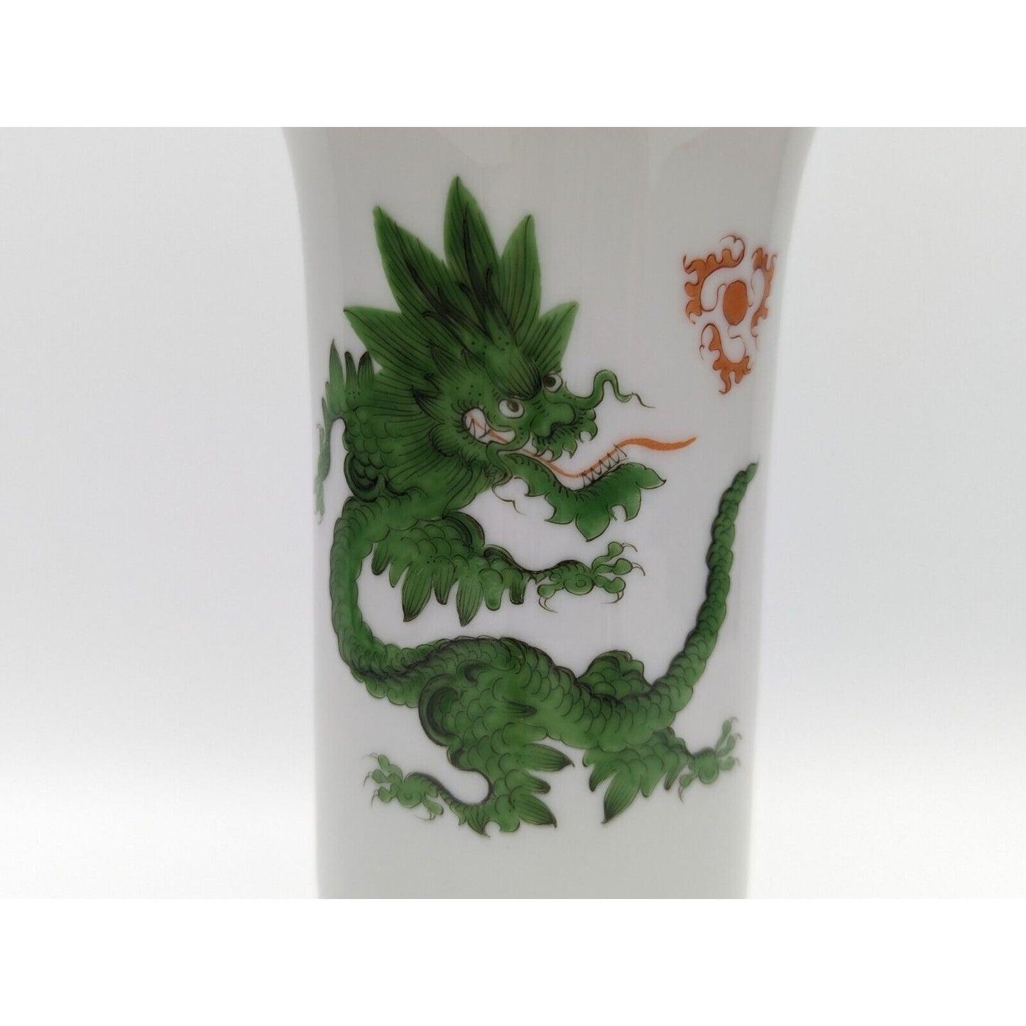 Meissen Vase Green Dragon Fireballs Gold Trim 3 Feet Porcelain 5-3/8"