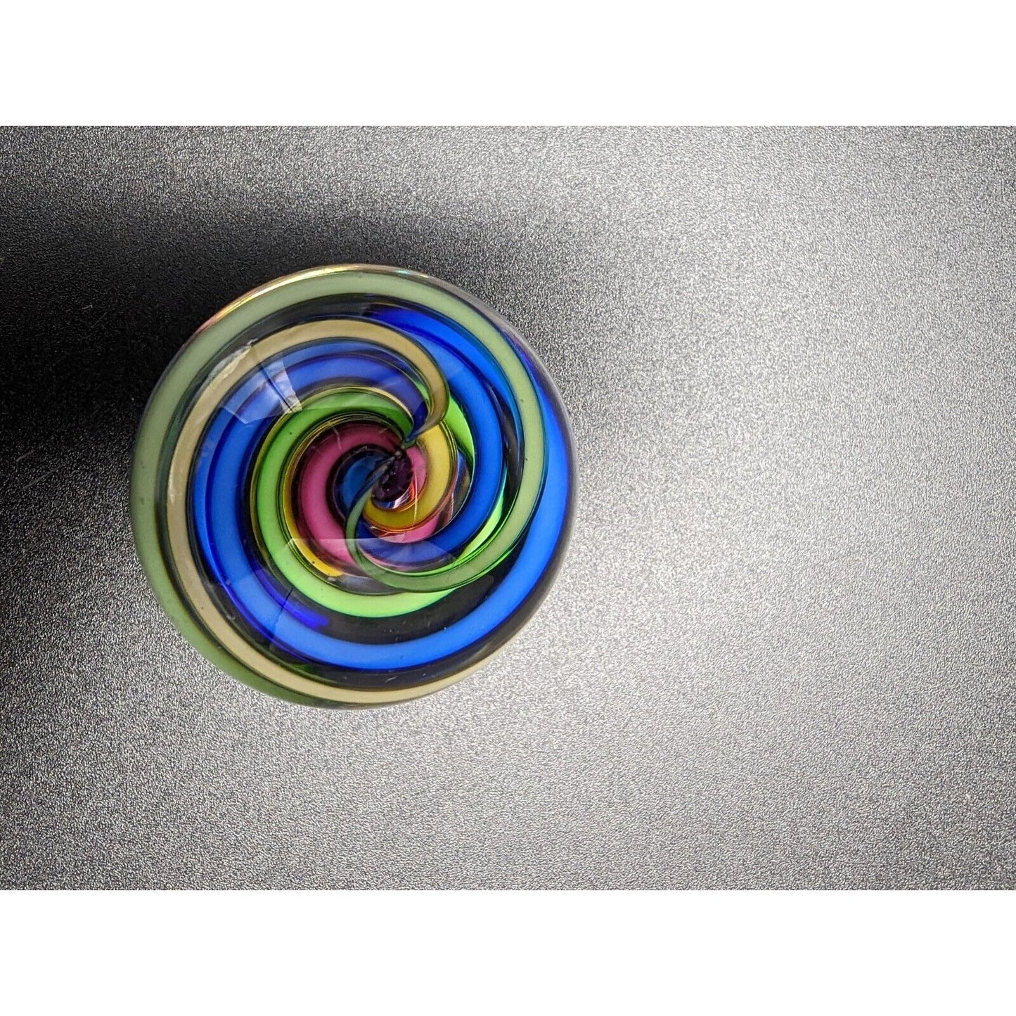 Fritz Lauenstein Glass Marble 1.55" Shooter Rainbow Twist Swirl Streamers