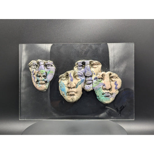 Modern Art Ritter Four Faces Bust Sculpture Ceramic Porcelain Studio Pottery