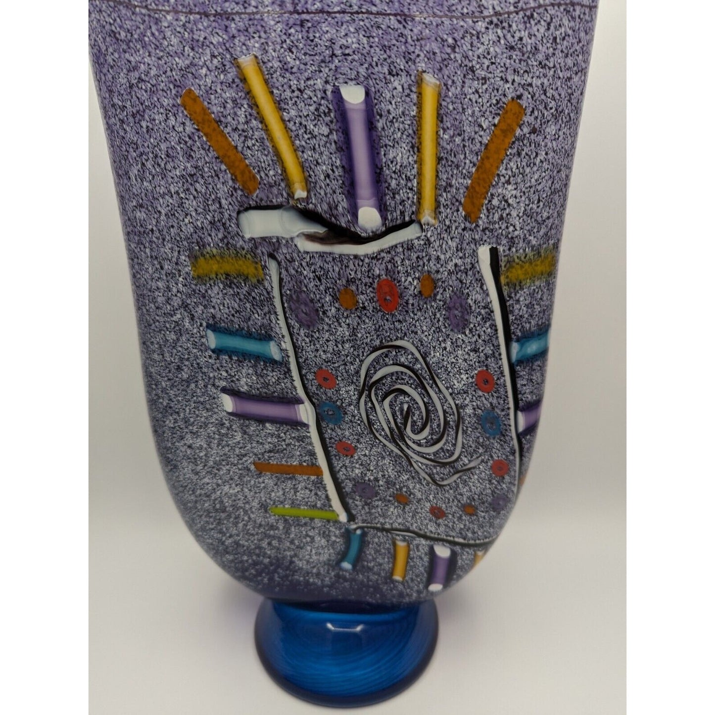 Pizzichillo & Gordon Hand Blown Studio Art Glass Vase 19" Abstract Purple