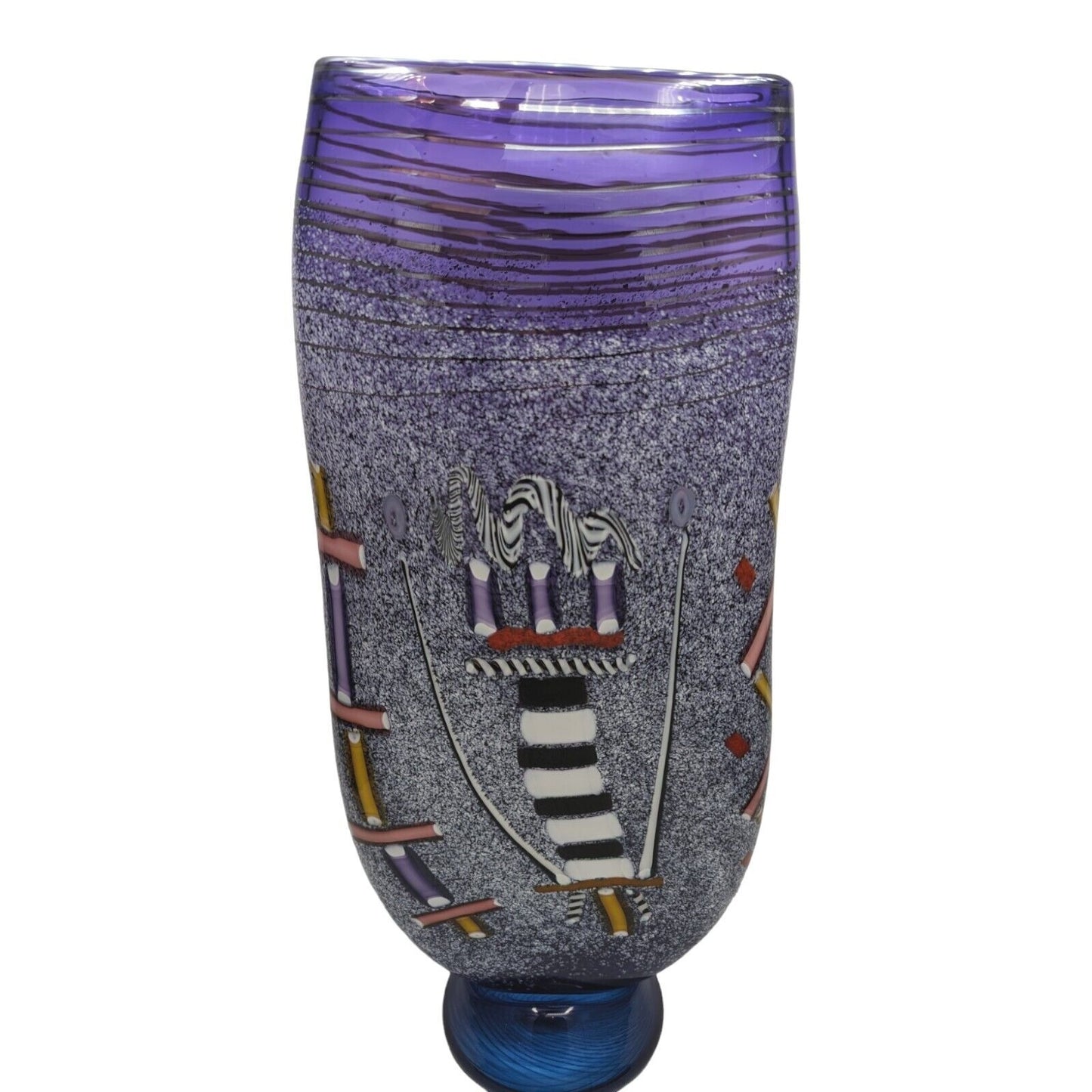 Pizzichillo & Gordon Hand Blown Studio Art Glass Vase 19" Abstract Purple