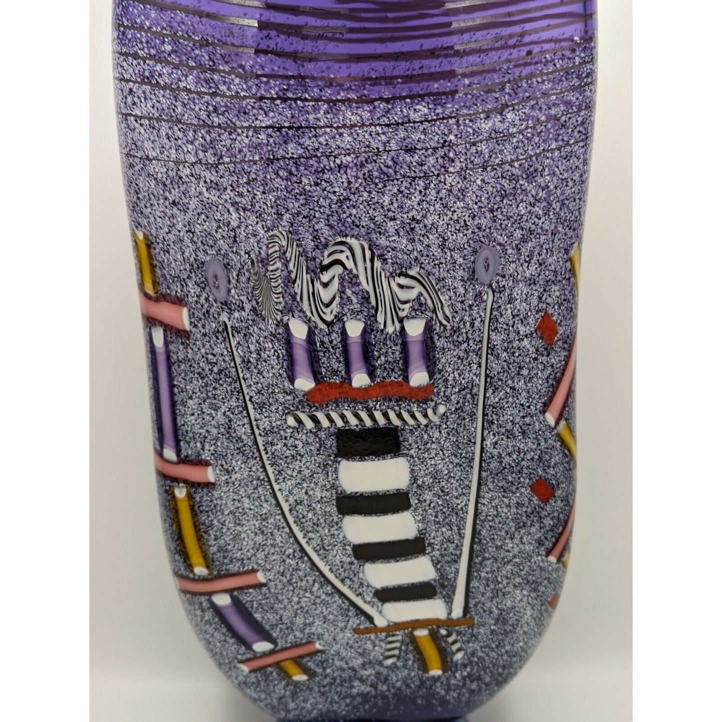 Pizzichillo & Gordon Hand Blown Studio Art Glass Vase 19" Abstract Purple