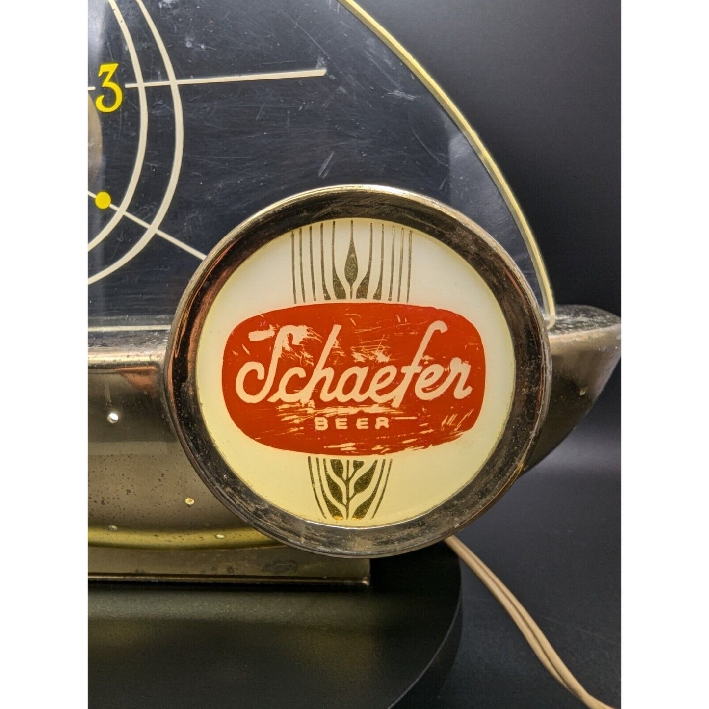 MCM Schaefer Atomic Bar Clock Sailboat Beer Advertising Illuminated #615