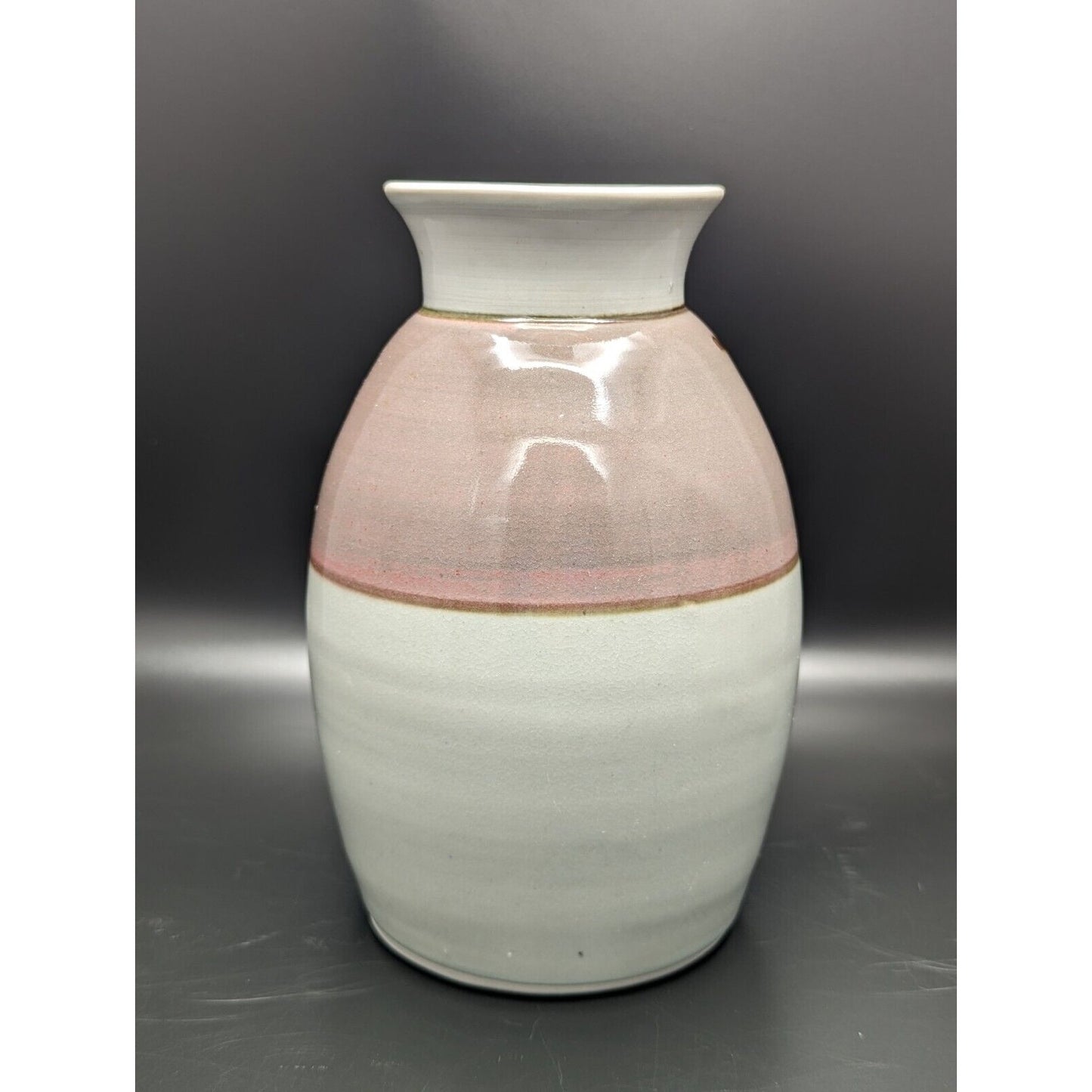 GP 1983 Georgetown Pottery Vase Red Pink White Vintage Studio Pottery