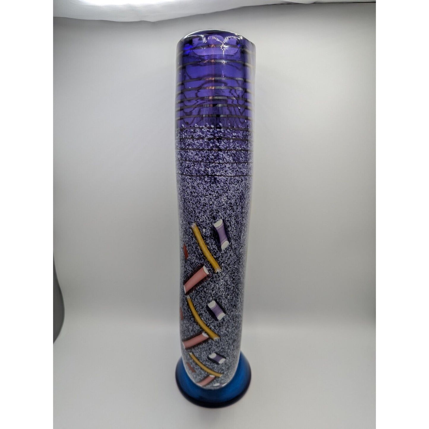 Pizzichillo & Gordon Hand Blown Studio Art Glass Vase 19" Abstract Purple