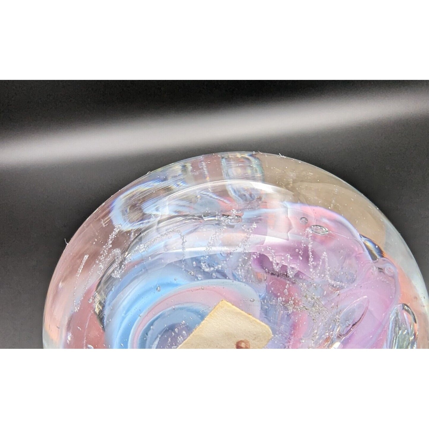 Christina Clarke Paperweight The Quest Canada Blue Pink Swirl Abstract Vintage