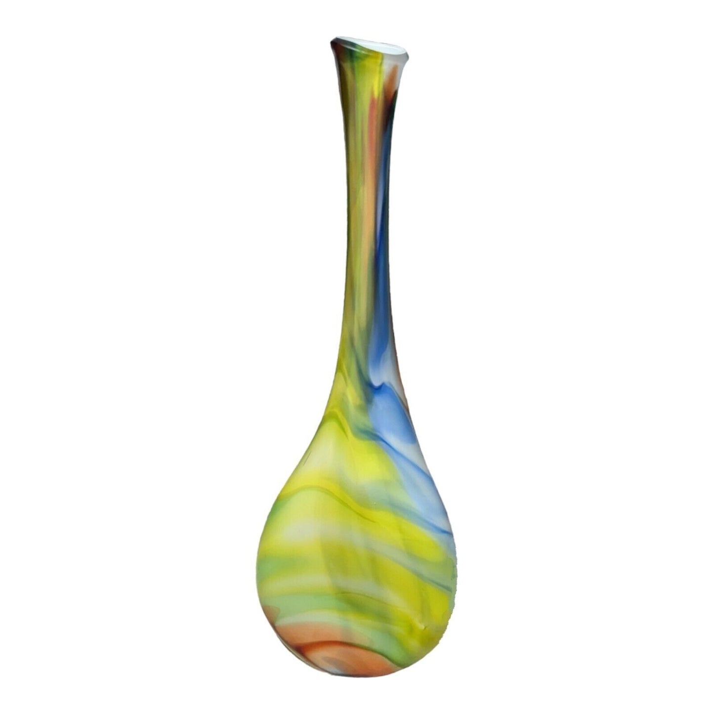 30" Paolo Pinzan Yellow Abstract Swung Vase Decanter Art Glass Murano Style