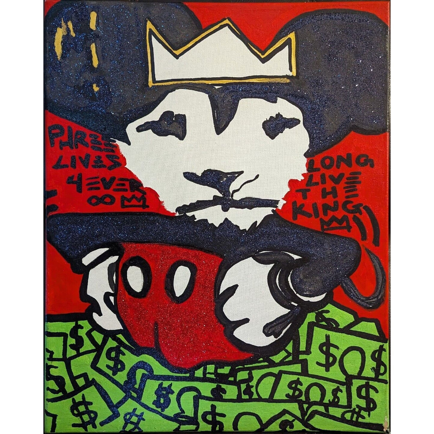 PHREE HESTER Art Painting Long Live The King 16x20 Pop Art Banksy Style