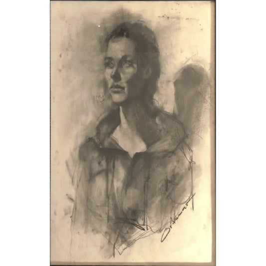 CARL ORTMAN Charcoal Art Portrait 'Take a Moment' OOAK 2021 SIGNED Framed