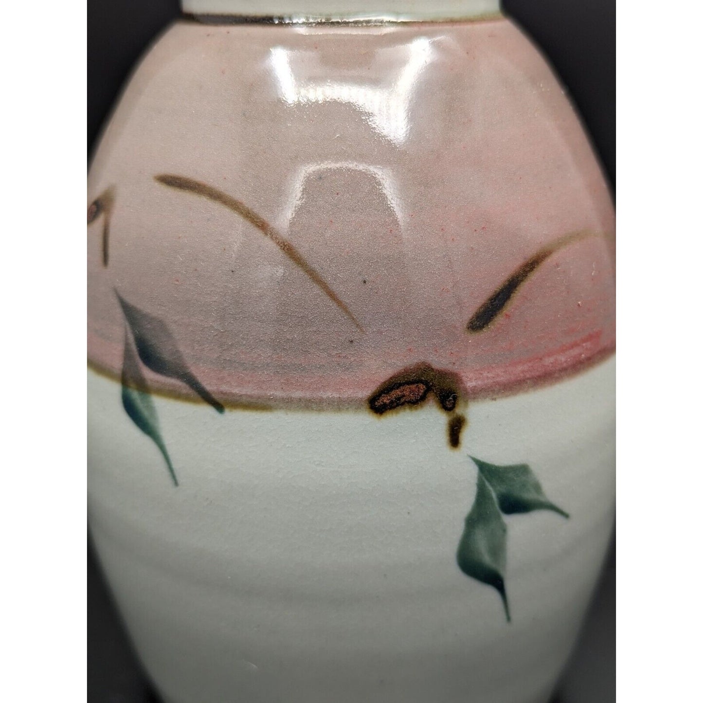 GP 1983 Georgetown Pottery Vase Red Pink White Vintage Studio Pottery