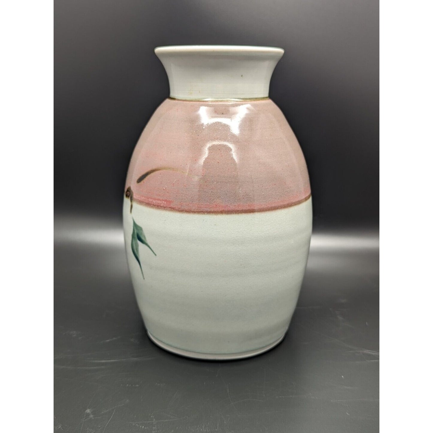 GP 1983 Georgetown Pottery Vase Red Pink White Vintage Studio Pottery