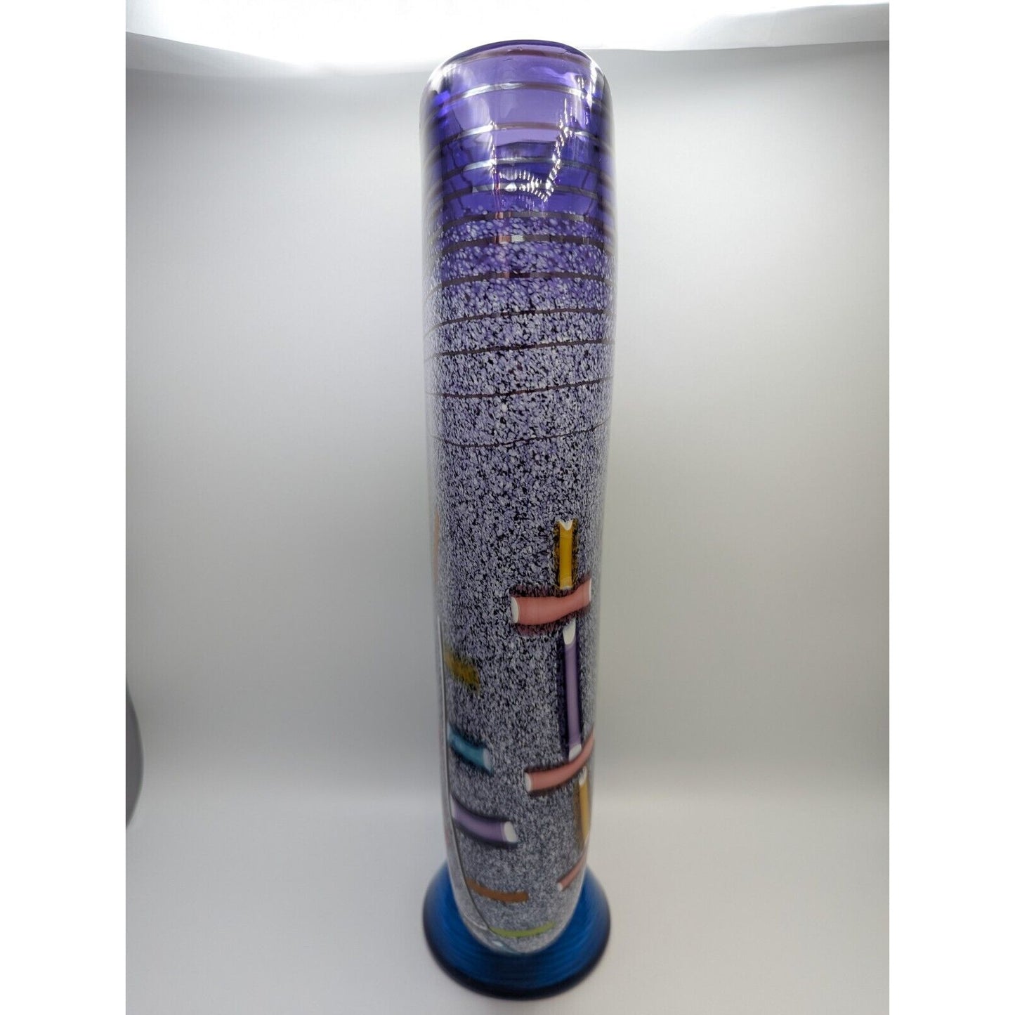 Pizzichillo & Gordon Hand Blown Studio Art Glass Vase 19" Abstract Purple