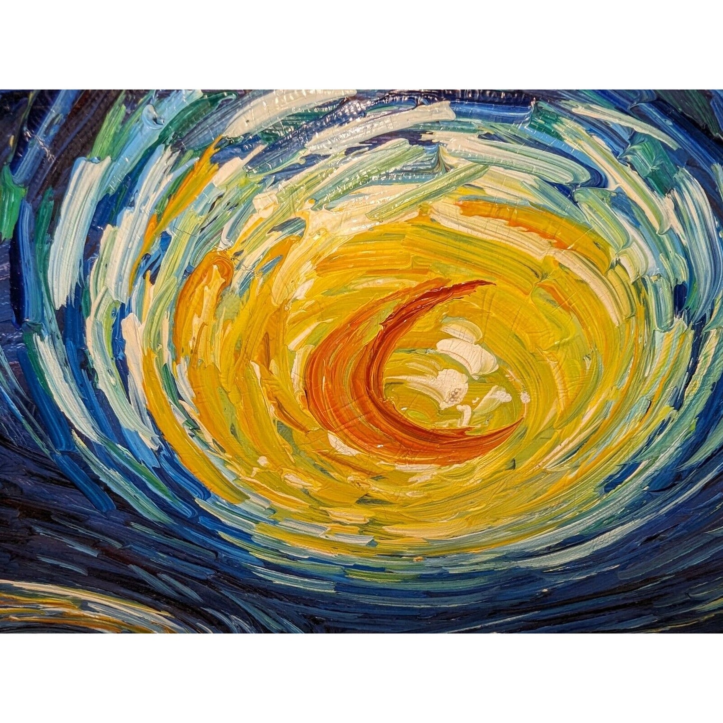 STARRY NIGHT After VAN GOGH By W. Adam 36" x 24" HEAVY IMPASTO OIL ON CANVAS