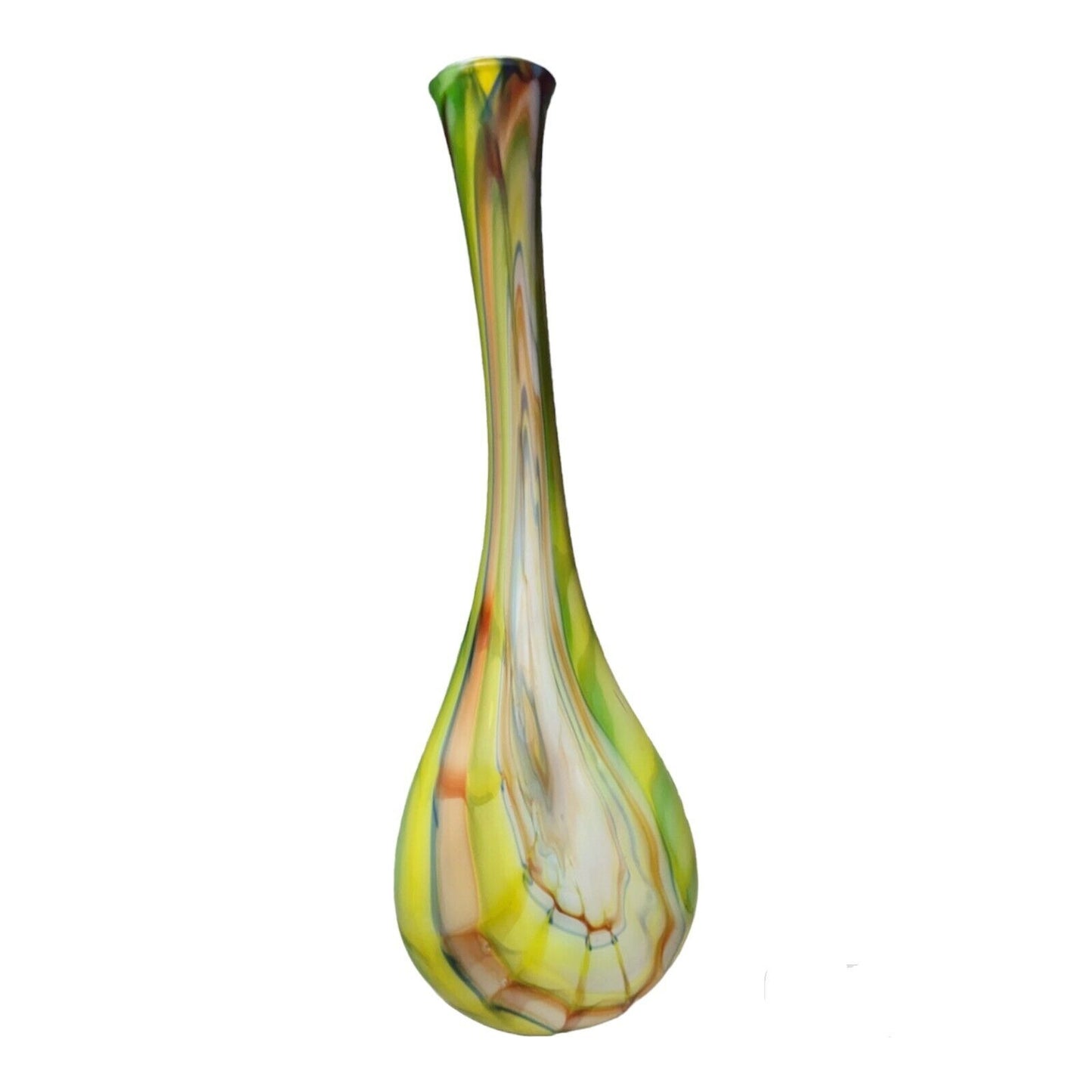 30" Paolo Pinzan Yellow Abstract Swung Vase Decanter Art Glass Murano Style