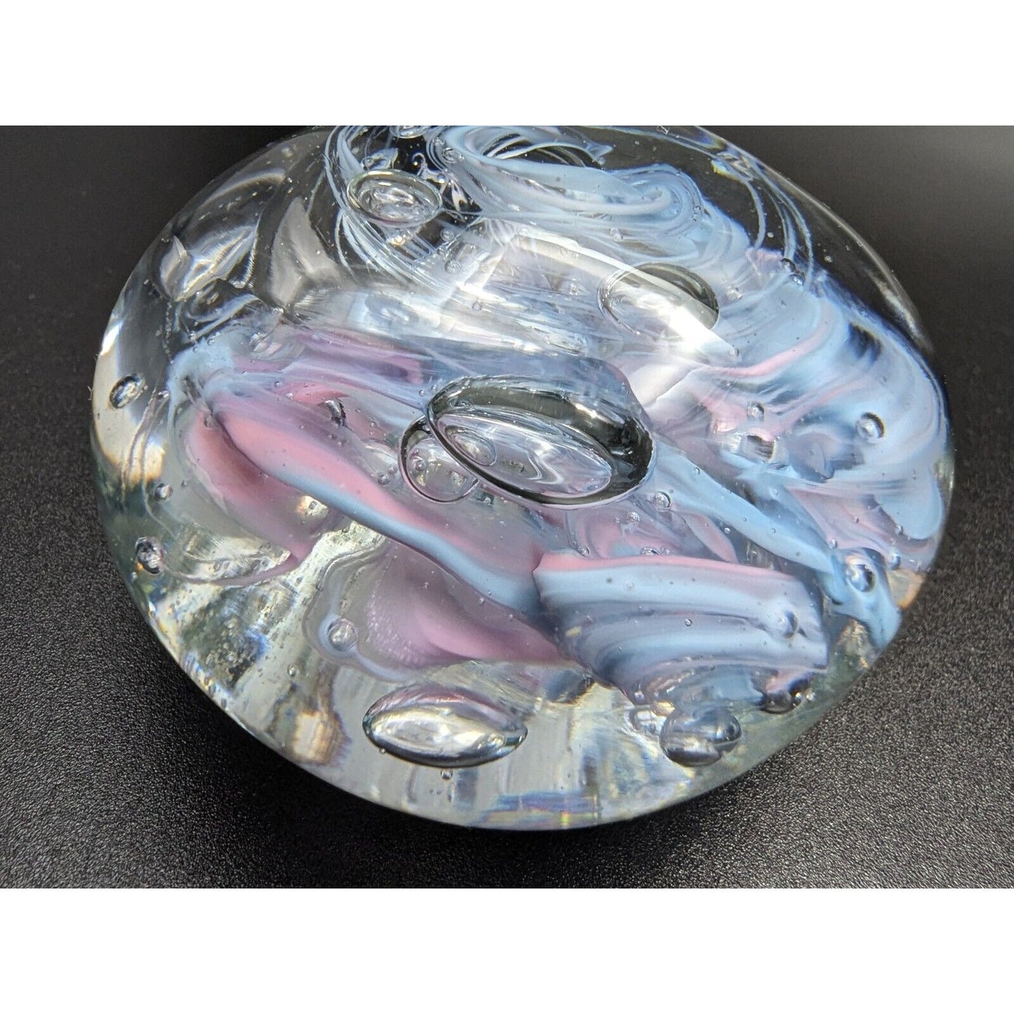 Christina Clarke Paperweight The Quest Canada Blue Pink Swirl Abstract Vintage