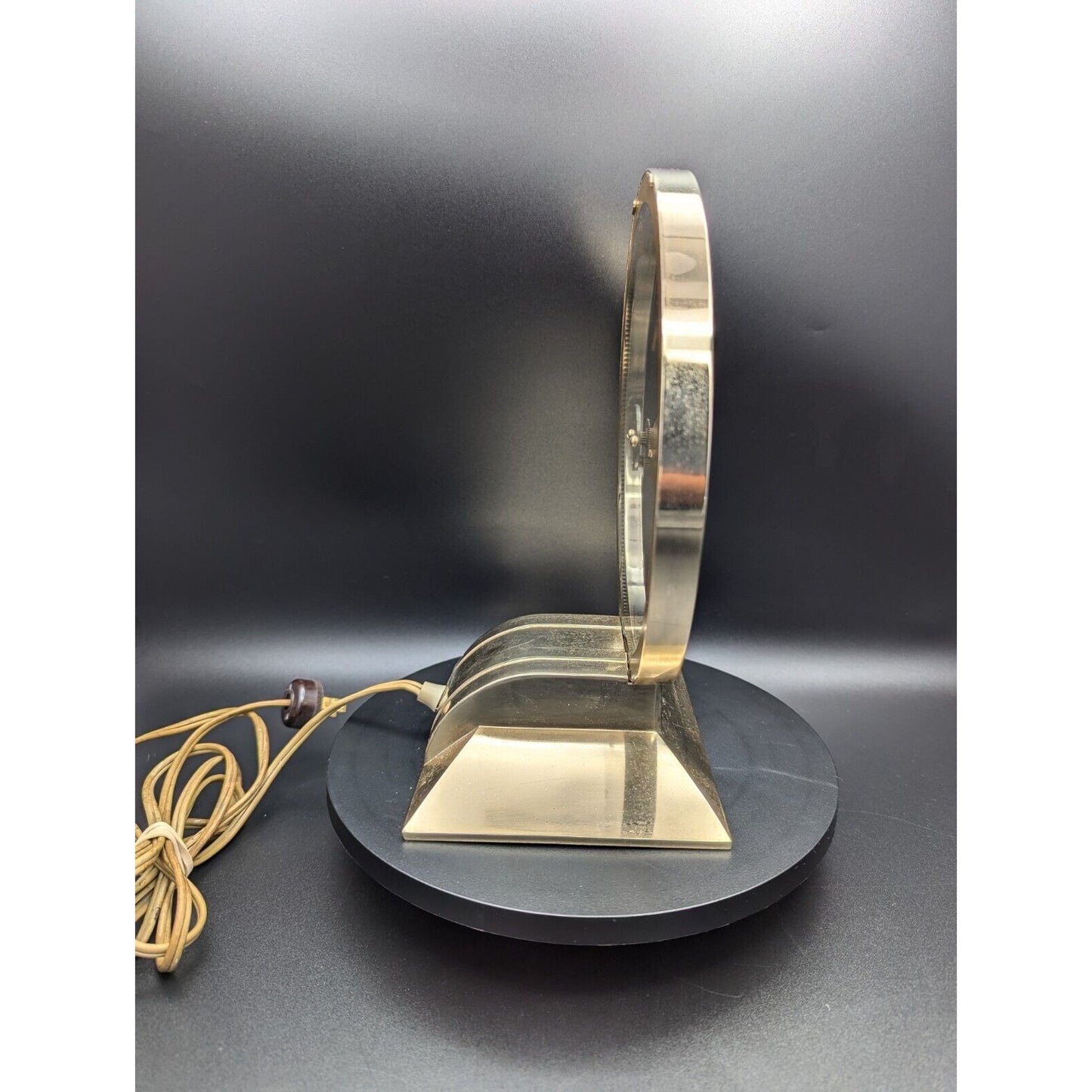 Vintage Haddon Golden Vision Mystery Electric Desk Clock made in USA 1960s