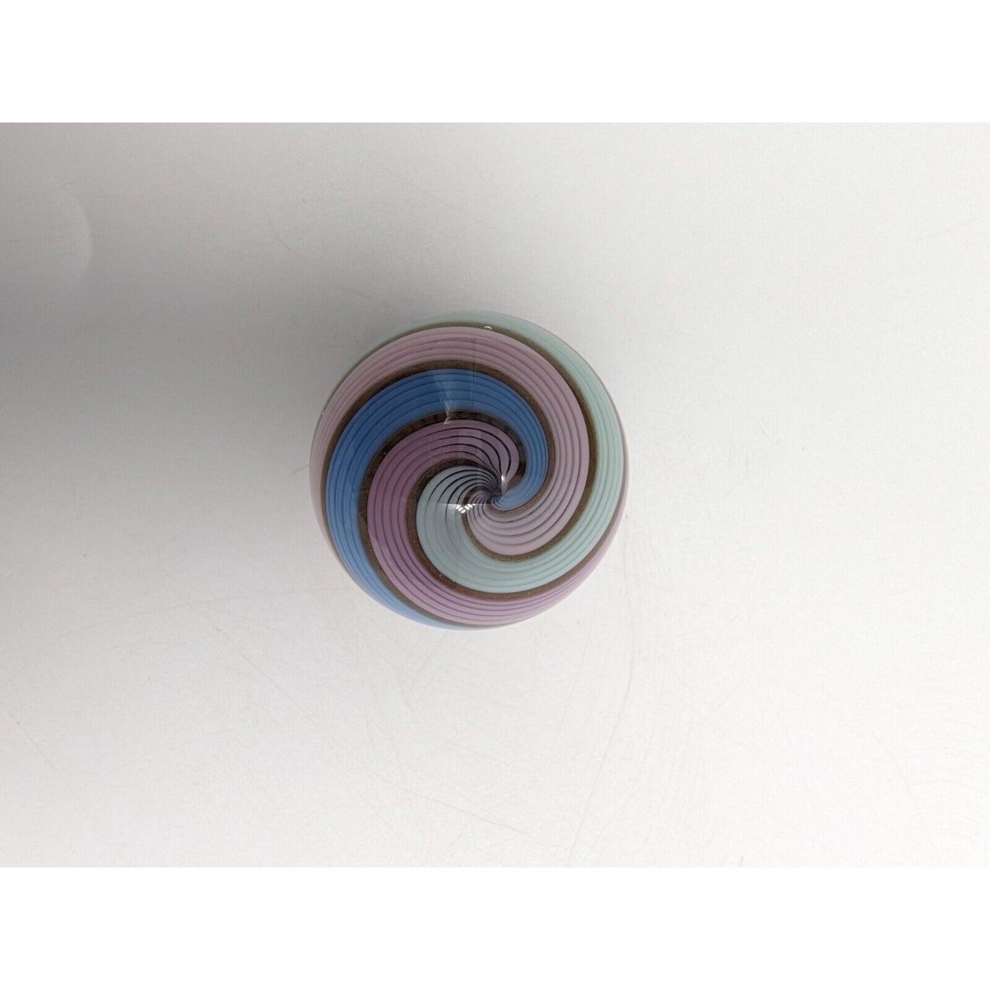 1.55" Eddie Seese Marble Art Glass Signed FES 05 Swirl Pink Teal Blue