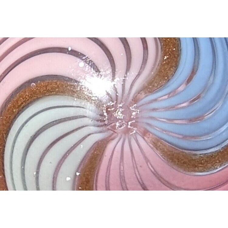 1.55" Eddie Seese Marble Art Glass Signed FES 05 Swirl Pink Teal Blue