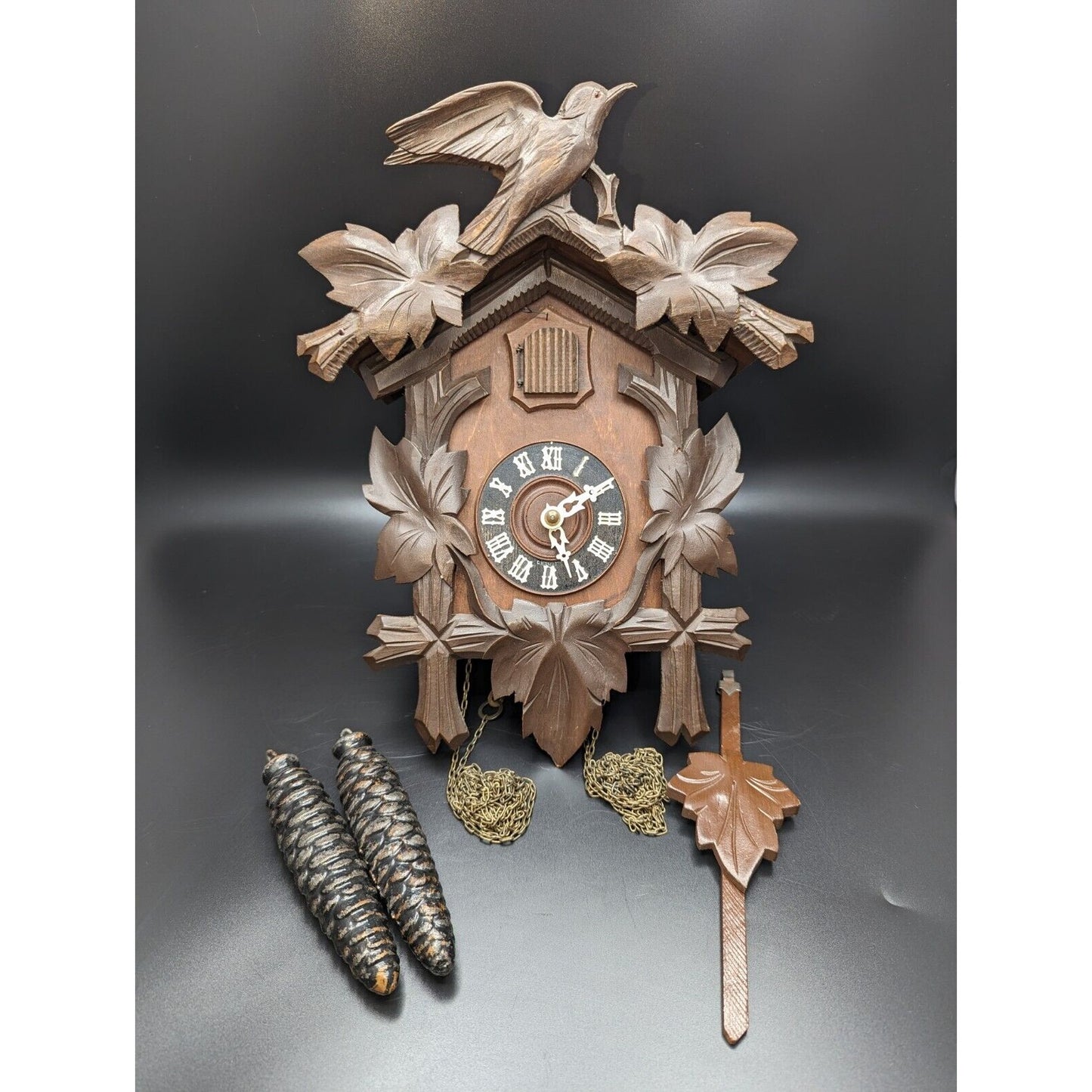 Vintage Wood Cuckoo Clock Black Forest Made In Germany Needs Serviced